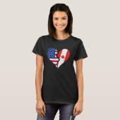 Vlaggen van de VS & Canada - Gebroken Hart Symbool T-shirt (Voorkant volledig)