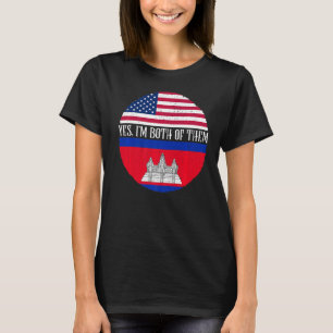 vlaggen van de VS en Cambodja ja, ik ben allebei T-shirt