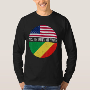 Vlaggen van de VS en Congo Ja, ik ben allebei T-shirt