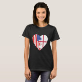 Vlaggen van de VS en Engeland Hart T-shirt (Voorkant volledig)