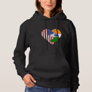 Vlaggen van de VS en India Hart Hoodie