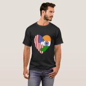 Vlaggen van de VS en India Hart T-shirt (Voorkant volledig)