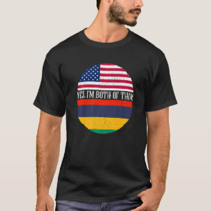 Vlaggen van de VS en Mauritius Ja, ik ben allebei T-shirt