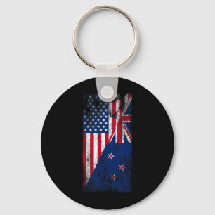 Vlaggen van de VS en Nieuw-Zeeland - Amerikaan Kiw Sleutelhanger