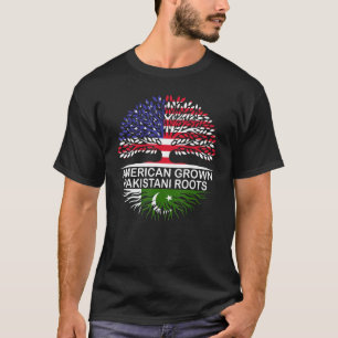 Vlaggen van de VS en Pakistan Amerikaanse Gekweekt T-shirt