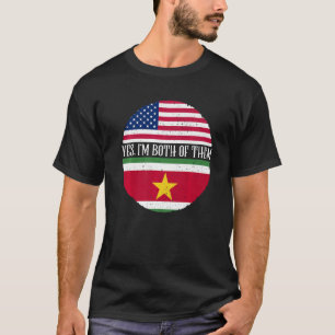 vlaggen van de VS en Suriname ja, ik ben allebei T-shirt