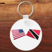 Vlaggen van de VS en Trinidad en Tobago Sleutelhanger (Voorkant)