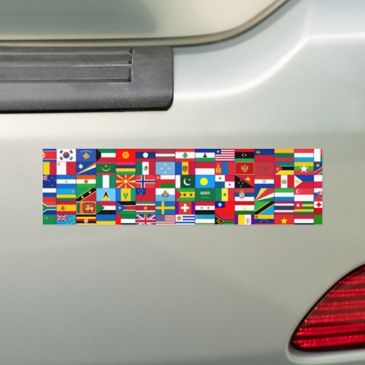 Vlaggen van de wereld bumpersticker (Op auto)