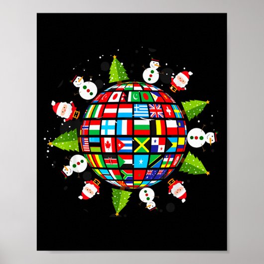Vlaggen van de wereld, Kerstmis Rond De Wereld  Poster (Voorkant)