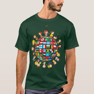 Vlaggen van de wereld met kinderen t-shirt