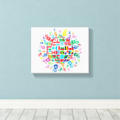 Vlaggen van de wereld met kleurrijke handafdrukken canvas afdruk (Insitu (Houten vloer))