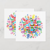 Vlaggen van de wereld met kleurrijke handafdrukken kaart (Voorkant / Achterkant)