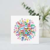 Vlaggen van de wereld met kleurrijke handafdrukken kaart (Staand voorkant)