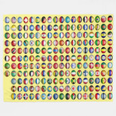 Vlaggen van de wereld op gele achtergrond fleece deken (Voorkant (Horizontaal))