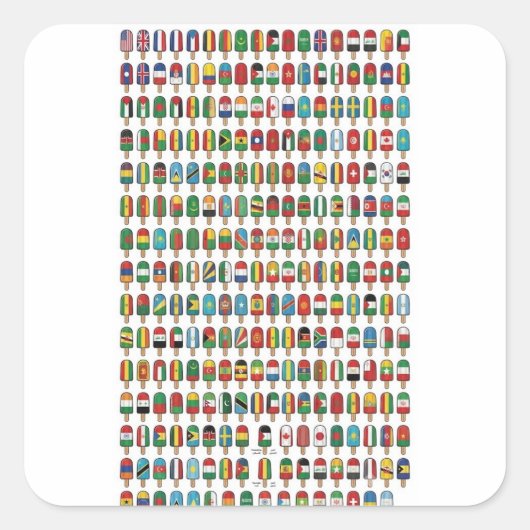 Vlaggen van de Wereld Popsicle Raster Vierkante Sticker (Voorkant)