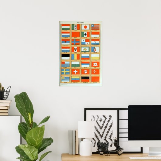 vlaggen van de wereld poster (Thuiskantoor)