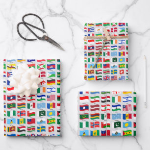Vlaggen van de Wereld Reisontwerp Inpakpapier Vel