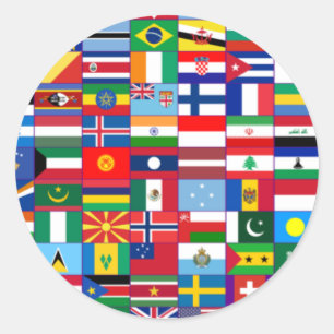Vlaggen van de wereld ronde sticker