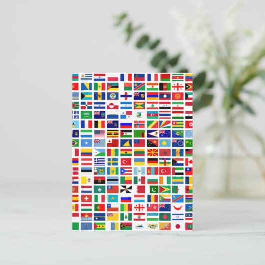 vlaggen van de wereld tegen wit briefkaart (Staand voorkant)
