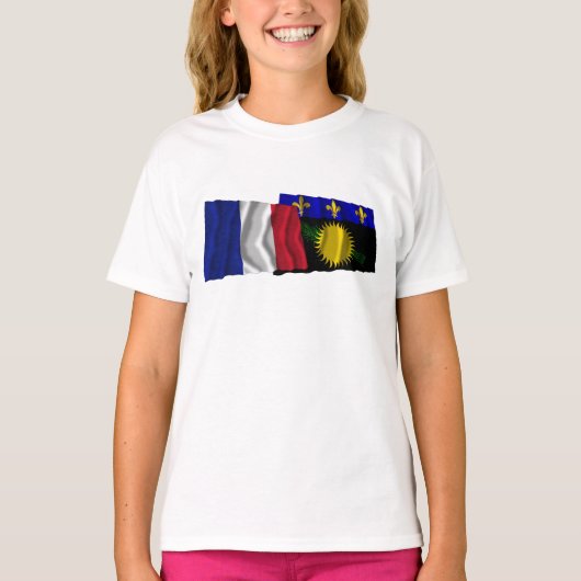 vlaggen van Frankrijk en Guadeloupe T-shirt (Voorkant)