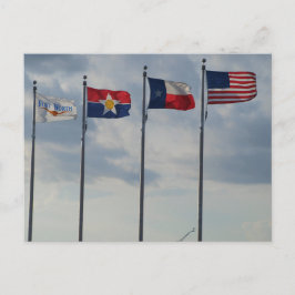 Vlaggen van Ft Worth, Dallas, de staat Texas en de Briefkaart