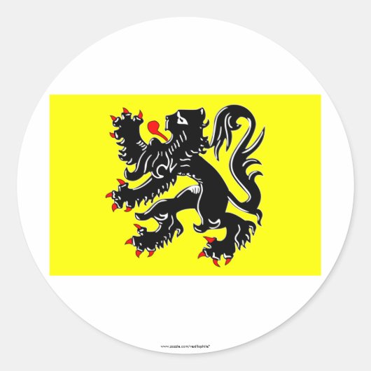 Vlaggen van het Vlaamse Gewest Ronde Sticker (Voorkant)