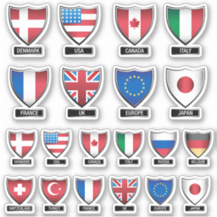 Vlaggen van het wereldschild sticker