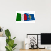 vlaggen van Italië en Calabrië Poster (Thuiskantoor)
