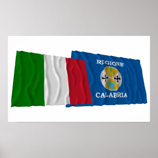 vlaggen van Italië en Calabrië Poster (Voorkant)