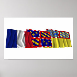 vlaggen van Ivoorkust, Bourgogne en Frankrijk Poster