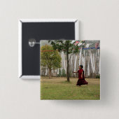 vlaggen van jonge monken en gebedden vierkante button 5,1 cm (Voorkant /achterkant)