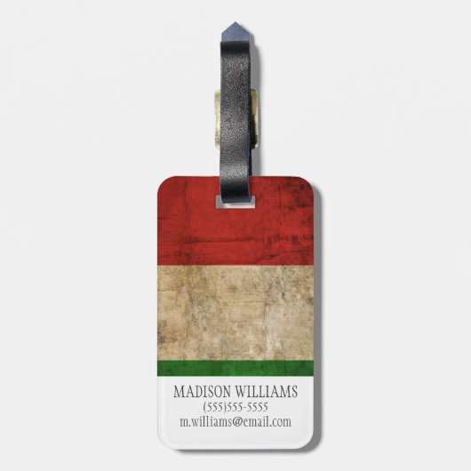 Vlaggen van land met bijzondere druk | Italië Bagagelabel (Achterkant verticaal)
