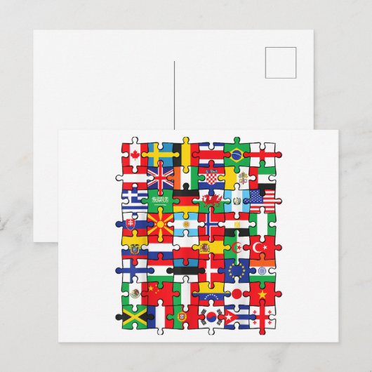 Vlaggen van landen onder internationale vlag briefkaart (Voorkant / Achterkant)