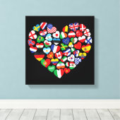 Vlaggen van landen onder internationale vlag canvas afdruk (Insitu (Houten vloer))