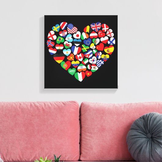 Vlaggen van landen onder internationale vlag canvas afdruk (Insitu (Woonkamer))