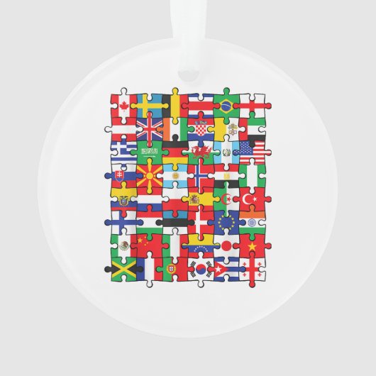 Vlaggen van landen onder internationale vlag ornament (achterkant)