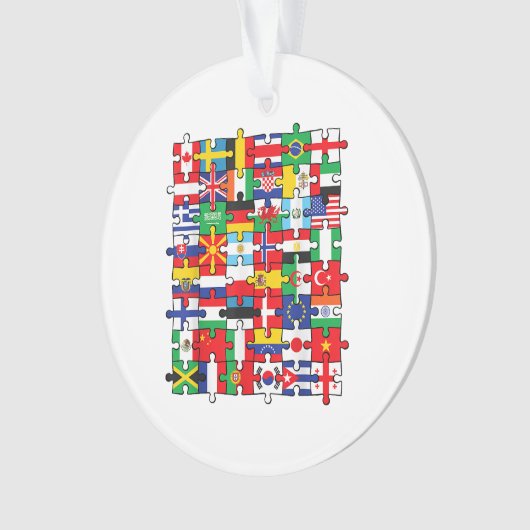 Vlaggen van landen onder internationale vlag ornament (voorkant)