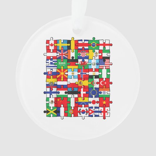 Vlaggen van landen onder internationale vlag ornament (voorkant)