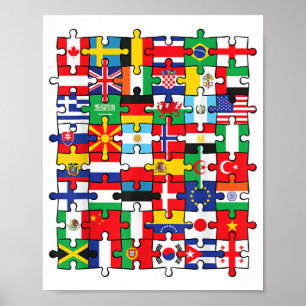 Vlaggen van landen onder internationale vlag poster