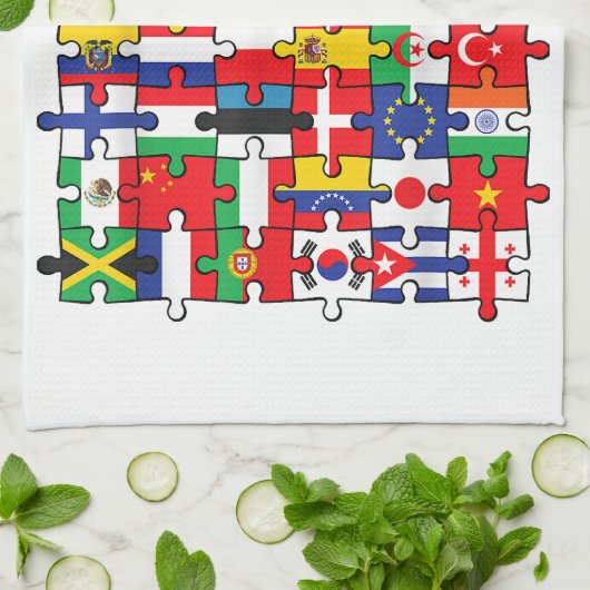 Vlaggen van landen onder internationale vlag theedoek (Gevouwen)