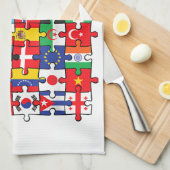 Vlaggen van landen onder internationale vlag theedoek (Quarter Fold)