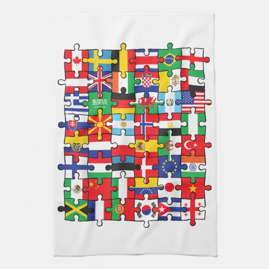 Vlaggen van landen onder internationale vlag theedoek (Verticaal)