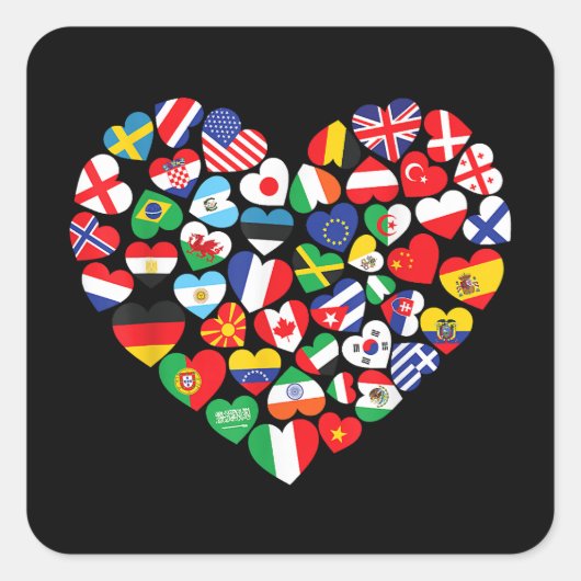 Vlaggen van landen onder internationale vlag vierkante sticker (Voorkant)