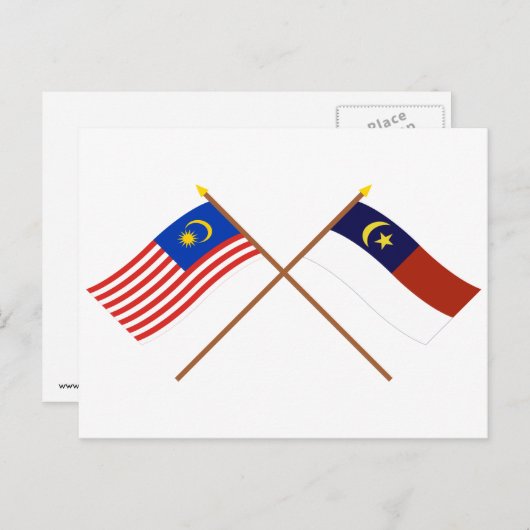 vlaggen van Maleisië en Malacca (Melaka) Briefkaart (Voorkant / Achterkant)