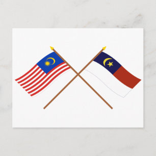 vlaggen van Maleisië en Malacca (Melaka) Briefkaart