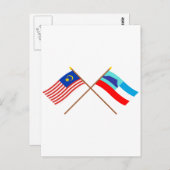 vlaggen van Maleisië en Sabah Briefkaart (Voorkant / Achterkant)