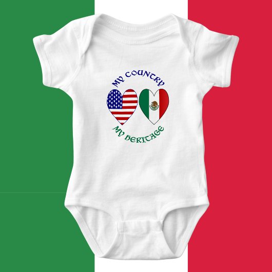Vlaggen van Mexico en de VS Hart Mijn Land Mijn Er Romper