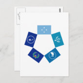 Vlaggen van Micronesia en zijn staten Briefkaart (Voorkant / Achterkant)