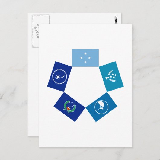 Vlaggen van Micronesia en zijn staten Briefkaart (Voorkant / Achterkant)