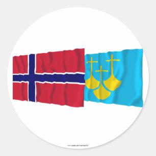 vlaggen van Noorwegen en van Møre og Romsdal voor Ronde Sticker